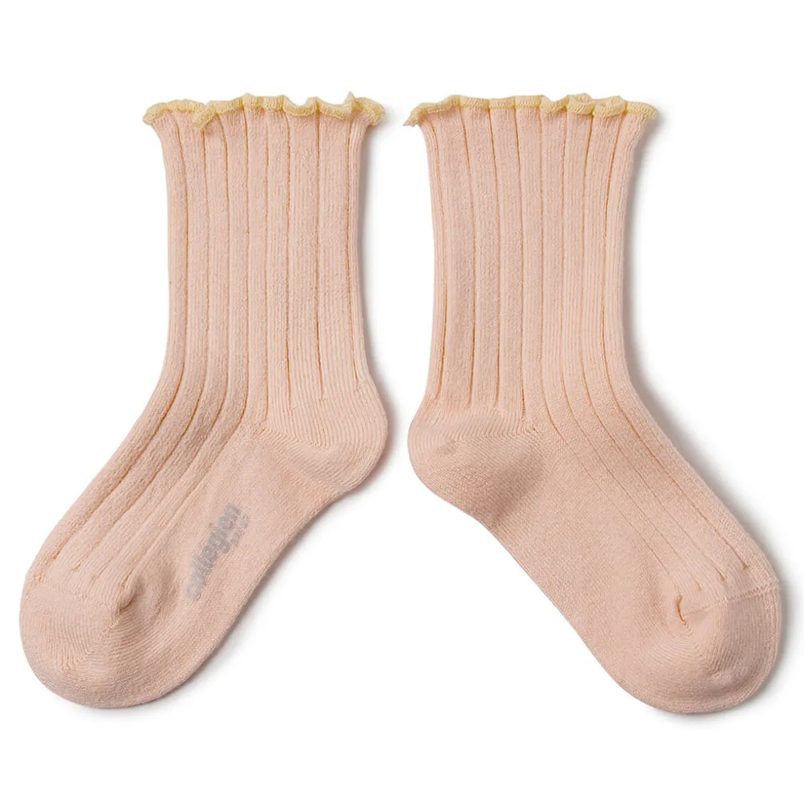 Delphine Lettuce Trim Ribbed Ankle Socks in Sorbet by Collegien