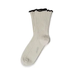 Delphine Lettuce Trim Ribbed Ankle Socks in Doux Agneaux by Collegien