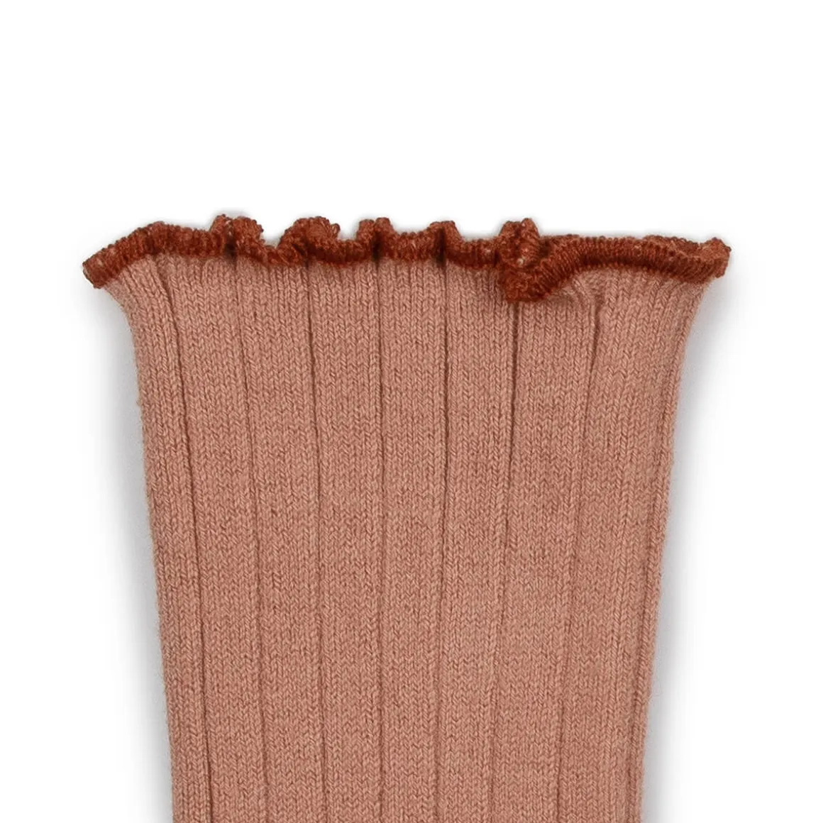 Delphine Lettuce Trim Ribbed Ankle Socks in Bois De Rose by Collegien