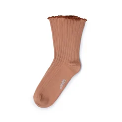 Delphine Lettuce Trim Ribbed Ankle Socks in Bois De Rose by Collegien