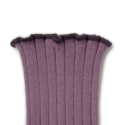Delphine Lettuce Trim Ribbed Ankle Socks in Glycine Du Japon by Collegien