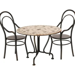 Dining Table and Chair Set (Mini) in Anthracite and Floral by Maileg