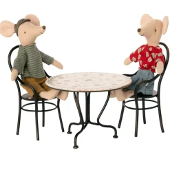 Dining Table and Chair Set (Mini) in Anthracite and Floral by Maileg