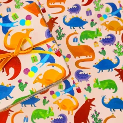 Dinosaur Gift Wrap in Cream by Ickaprint