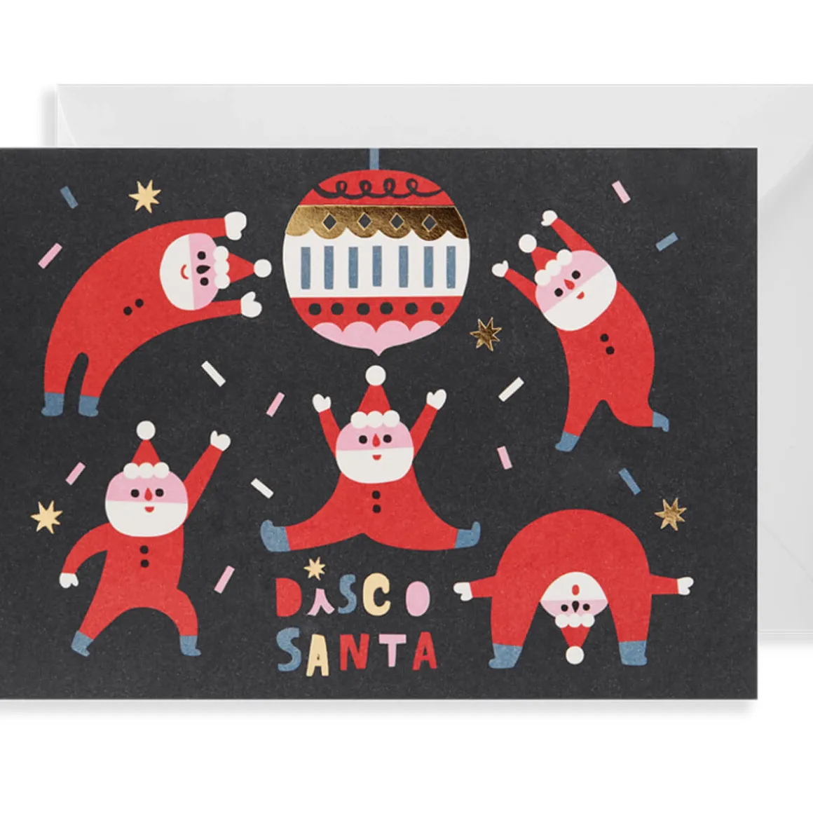 Disco Santa Christmas Greetings Card by Hsinping Pan for Lagom Design