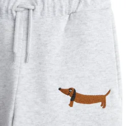 Dog Embroidered Sweatpants in Grey Melange by Mini Rodini - Last One In Stock - 80/86 (12-18 Months)