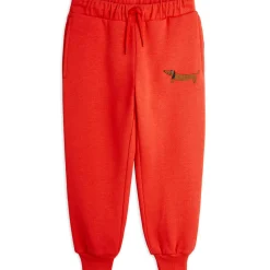 Dog Embroidered Sweatpants in Red by Mini Rodini