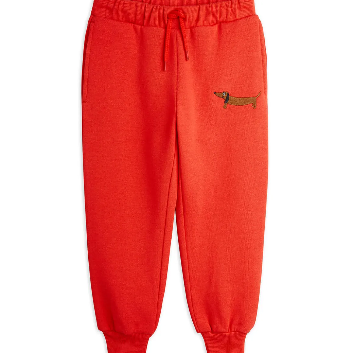 Dog Embroidered Sweatpants in Red by Mini Rodini