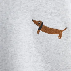 Dog Embroidered Sweatshirt in Grey Melange by Mini Rodini