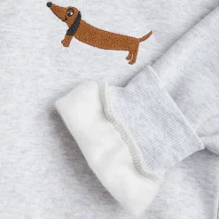 Dog Embroidered Sweatshirt in Grey Melange by Mini Rodini