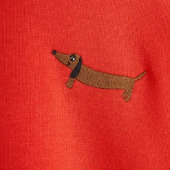 Dog Embroidered Sweatshirt in Red by Mini Rodini - Last One In Stock - 80/86 (12-18 Months)