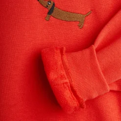 Dog Embroidered Sweatshirt in Red by Mini Rodini - Last One In Stock - 80/86 (12-18 Months)