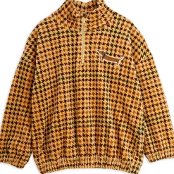 Dog Houndstooth AOP Velour Half Zip Sweatshirt by Mini Rodini - Last One In Stock - 116/122 (5-7 Years)
