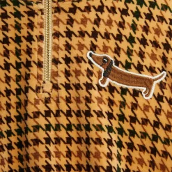 Dog Houndstooth AOP Velour Half Zip Sweatshirt by Mini Rodini - Last One In Stock - 116/122 (5-7 Years)