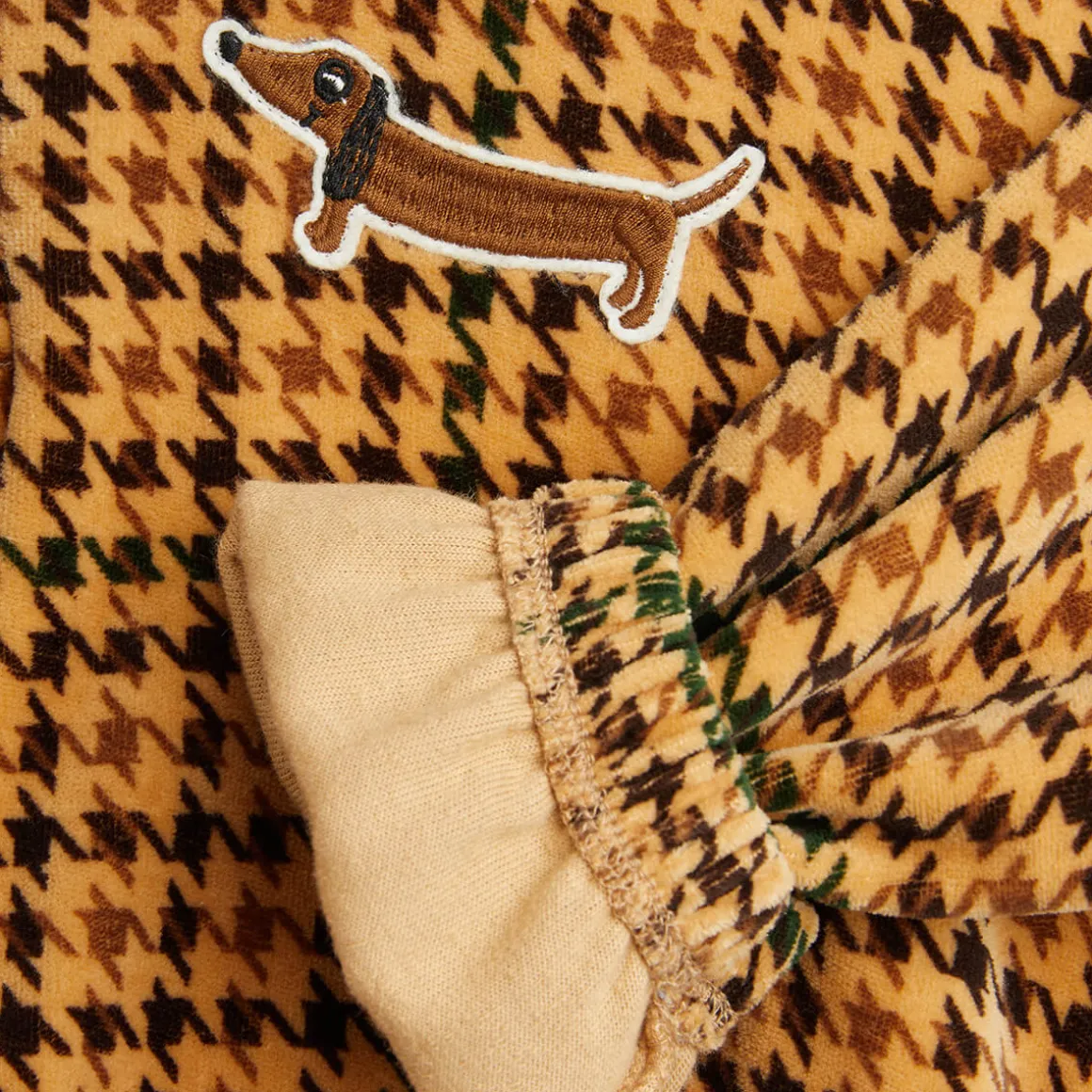 Dog Houndstooth AOP Velour Half Zip Sweatshirt by Mini Rodini - Last One In Stock - 116/122 (5-7 Years)