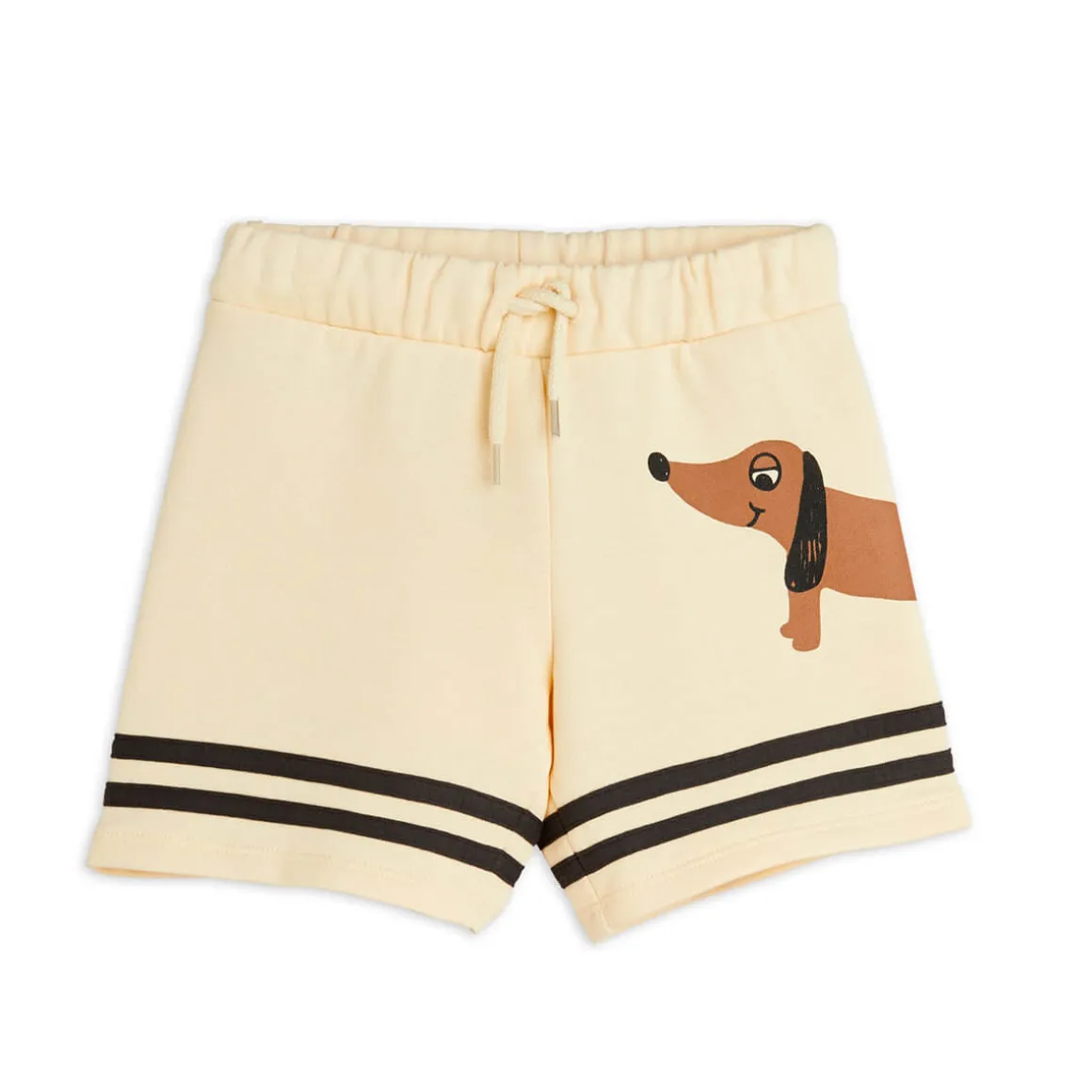 Dog Stripe Sweatshorts in Beige by Mini Rodini