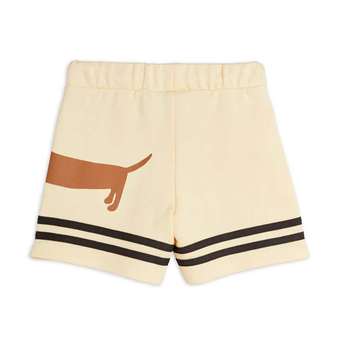 Dog Stripe Sweatshorts in Beige by Mini Rodini