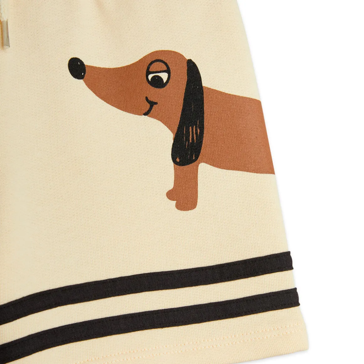 Dog Stripe Sweatshorts in Beige by Mini Rodini