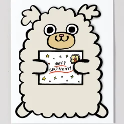 Dog With Mini Card Die Cut Birthday Greetings Card by Alice Bowsher for Wrap