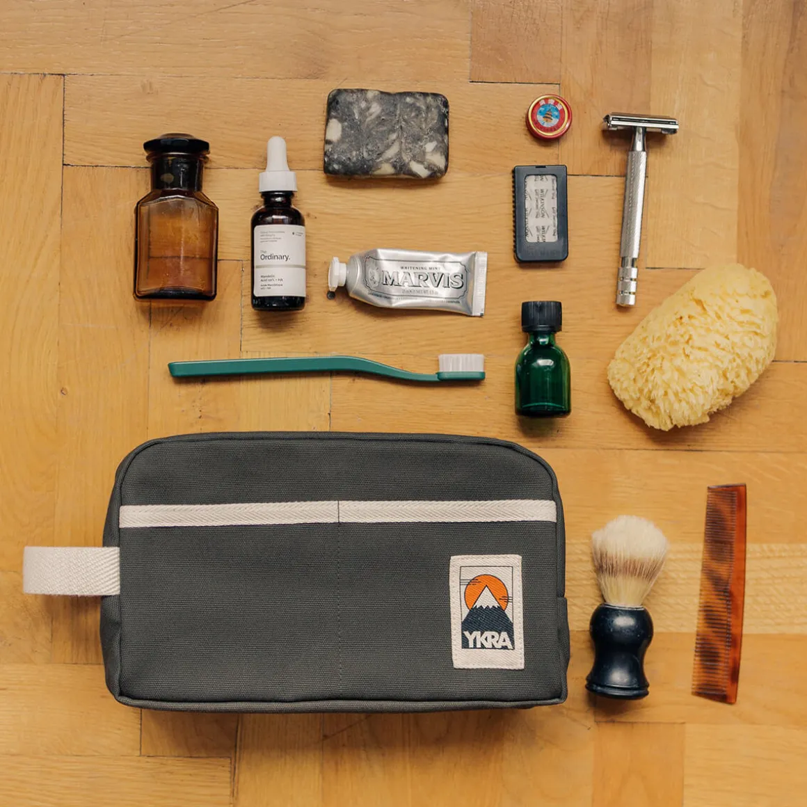 Dopp Pack Toiletry Bag in Khaki by YKRA