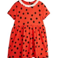 Dots AOP Lace Collar Dress in Red by Mini Rodini