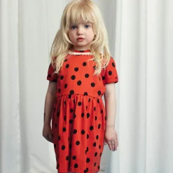 Dots AOP Lace Collar Dress in Red by Mini Rodini