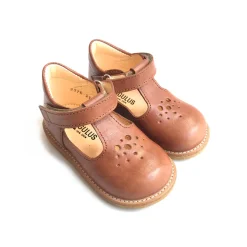 Dot T Bar Starter Mary Janes in Tan by Angulus