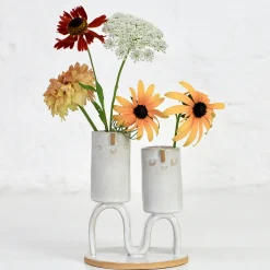 Double Wave Candle Holder in White by Atelier Stella