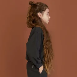 Dropped Shoulder Sweater in Nearly Black by Gray Label - Last One In Stock - 7-8 Years