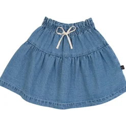 Drop Waist Denim Skirt in Mid Bleach Denim by Wynken - Last One In Stock - 8 Years