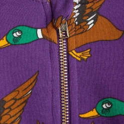 Ducks AOP Zip Hoodie in Purple by Mini Rodini