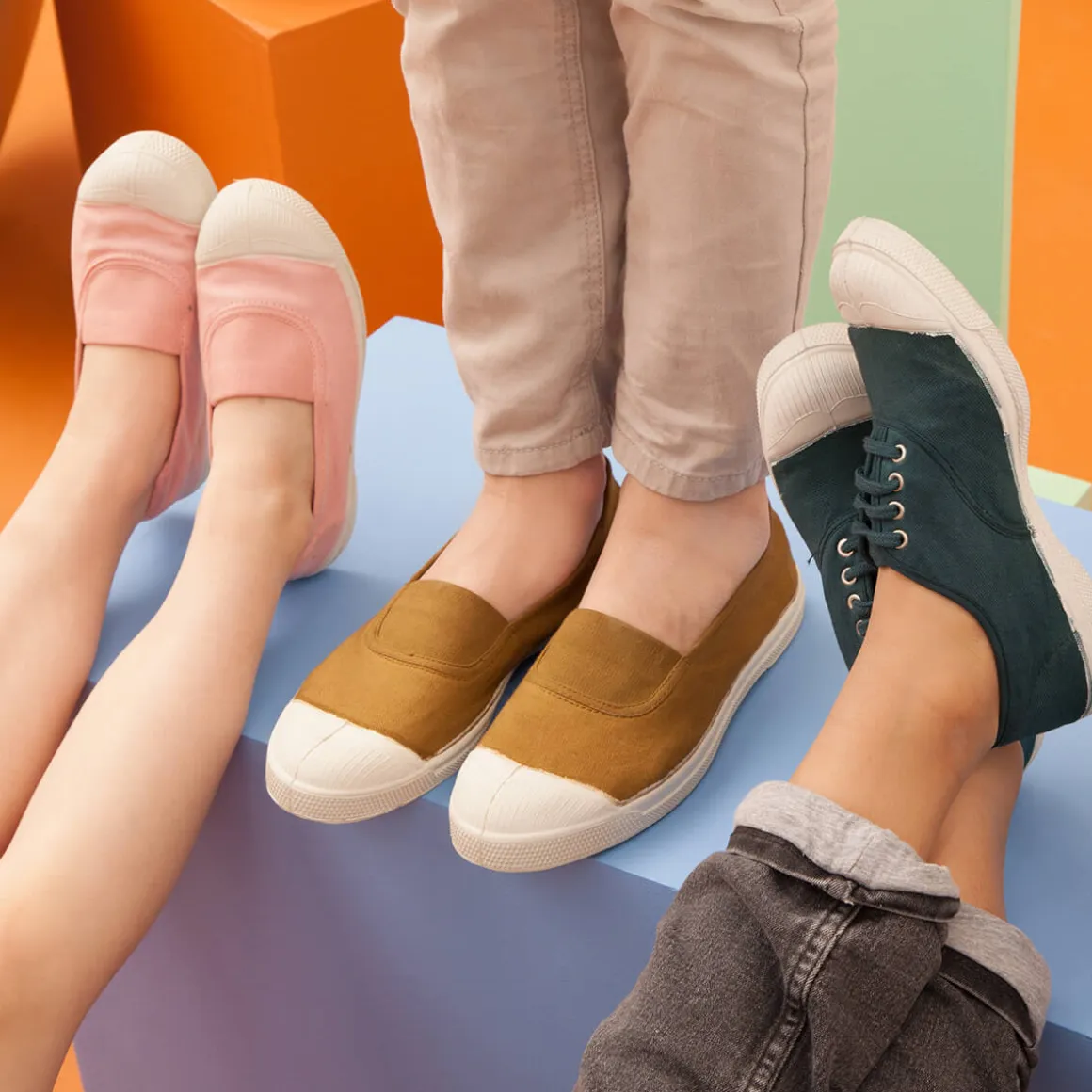 Elastic Tennis Shoe in Curry by Bensimon