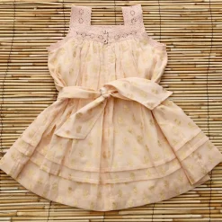 Eleonore Dress in Petal Pink & Gold Flowers by Bonjour