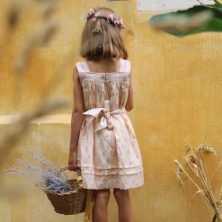 Eleonore Dress in Petal Pink & Gold Flowers by Bonjour