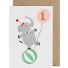 Elephant Embroidered Age Card by Petra Boase - Age 1