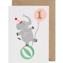Elephant Embroidered Age Card by Petra Boase - Age 1