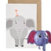 Elephant Japanese Paper Balloon Greetings Card by Petra Boase