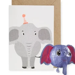 Elephant Japanese Paper Balloon Greetings Card by Petra Boase