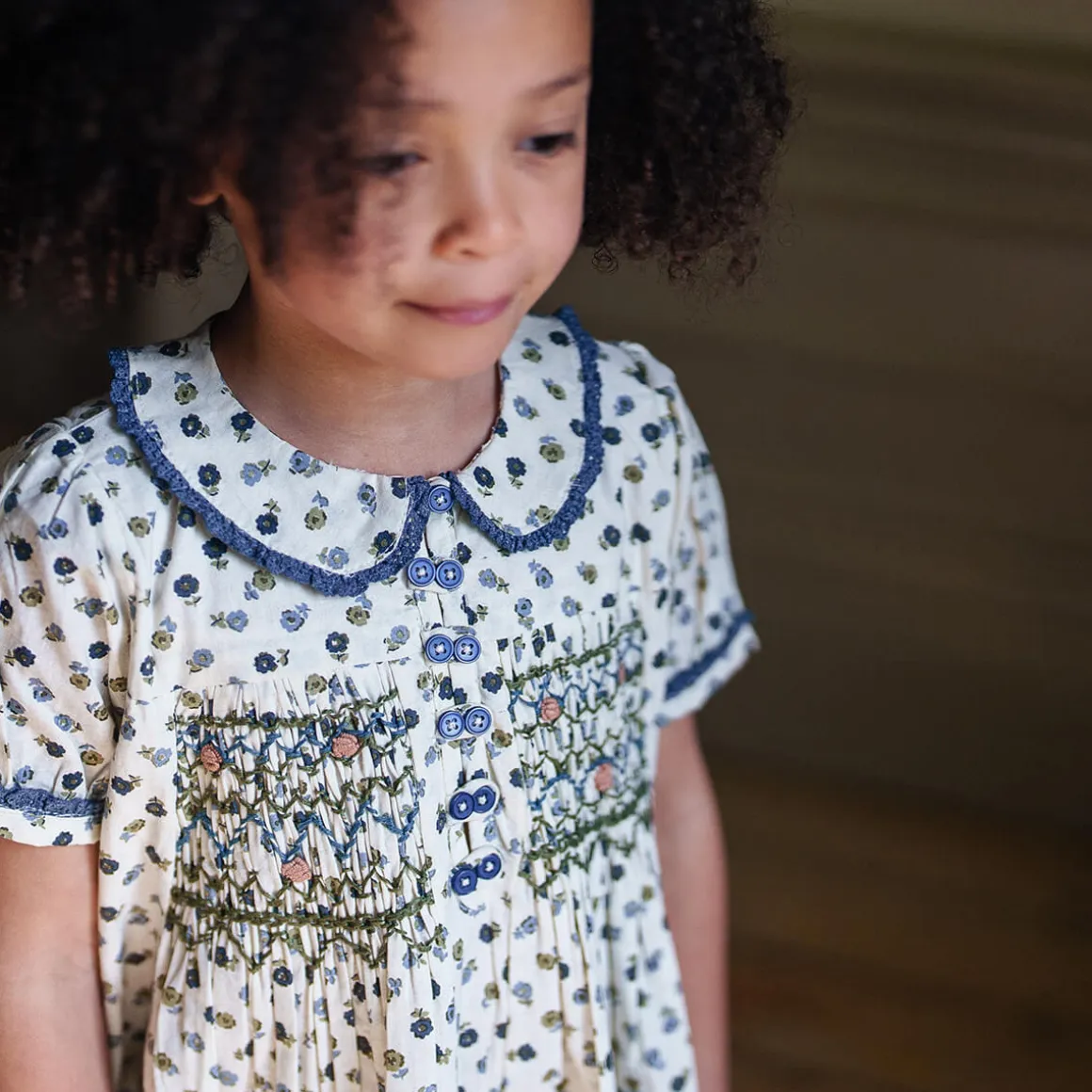 Elizabeth Dress in Daisy Floral by Little Cotton Clothes