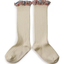 Elizabeth Liberty Ruffle Ribbed Knee High Socks in Doux Agneaux by Collegien