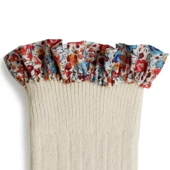 Elizabeth Liberty Ruffle Ribbed Knee High Socks in Doux Agneaux by Collegien