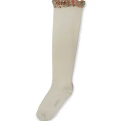 Elizabeth Liberty Ruffle Ribbed Knee High Socks in Doux Agneaux by Collegien