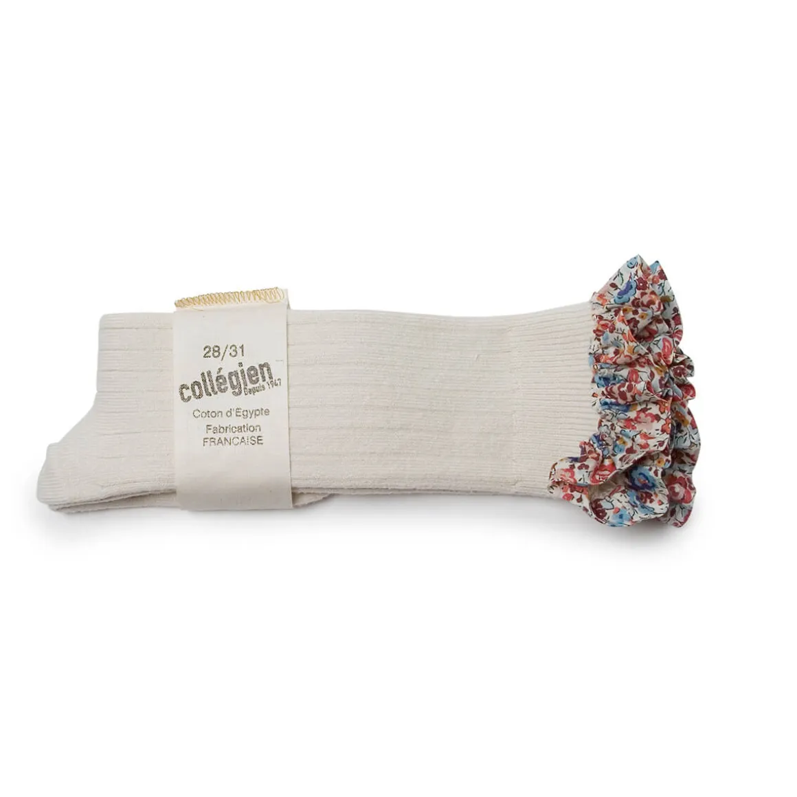 Elizabeth Liberty Ruffle Ribbed Knee High Socks in Doux Agneaux by Collegien