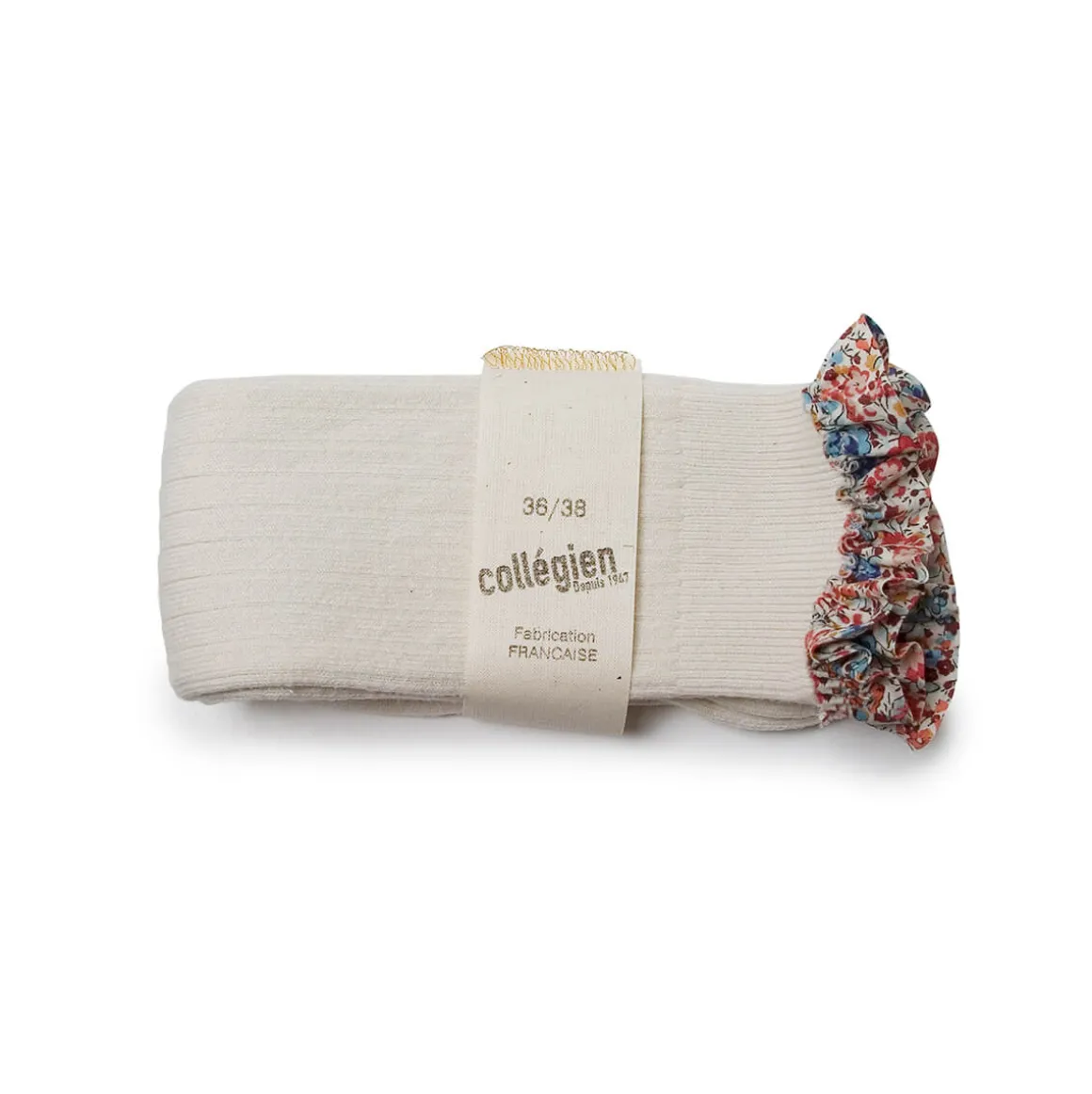 Elizabeth Liberty Ruffle Ribbed Knee High Socks in Doux Agneaux by Collegien