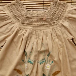 Embroidered Garden Dress in Sand by Bonjour
