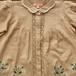 Embroidered Madeleine Tunic in Sand by Bonjour