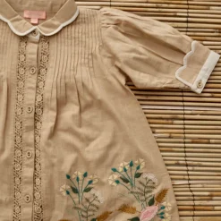 Embroidered Madeleine Tunic in Sand by Bonjour
