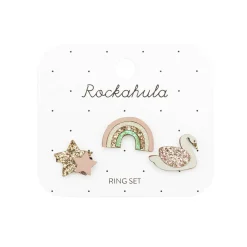 Enchanted Rainbow And Swan Ring Set by Rockahula