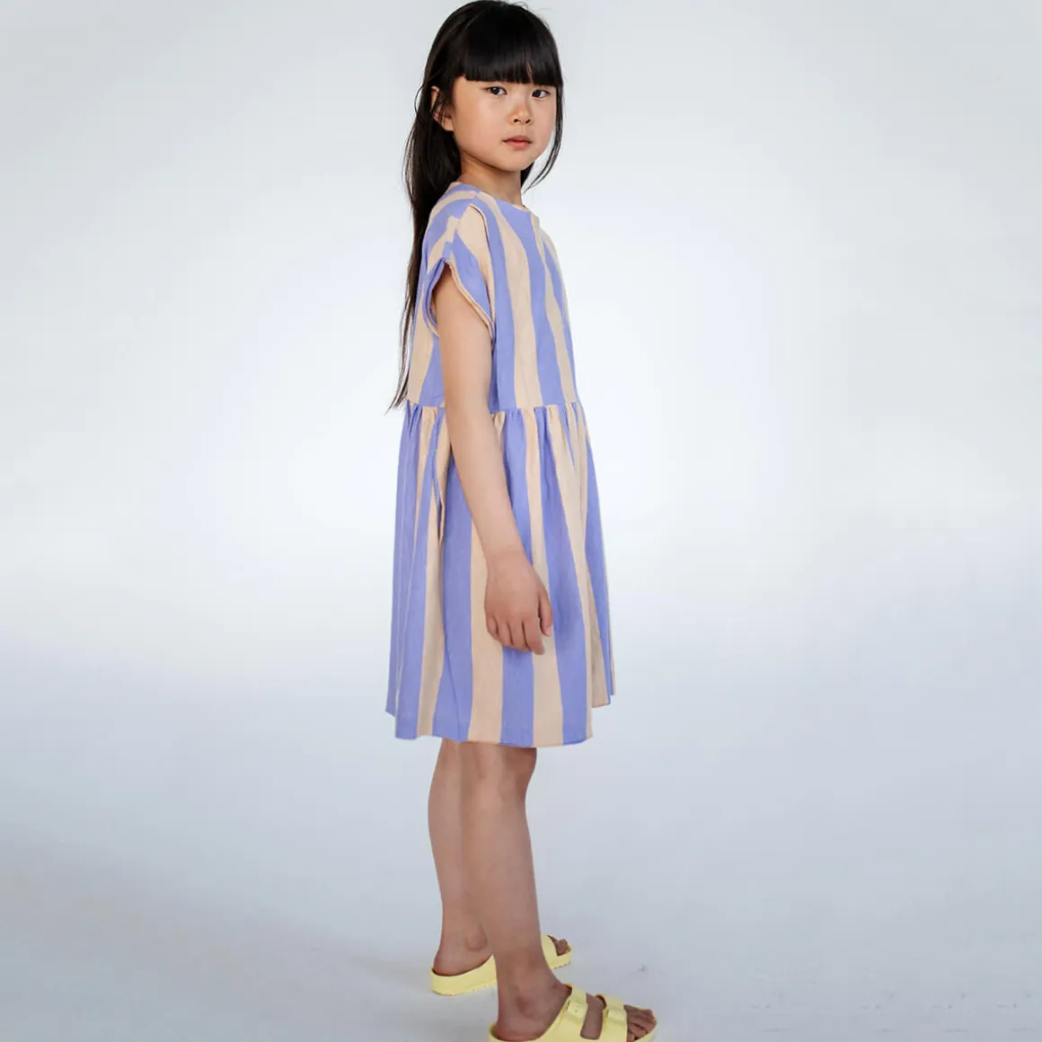 Every Day Dress in Lilac Nude Block Stripe by Repose AMS