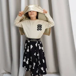 Exclamation Hearts Asymmetric Skirt in Black by Beau Loves